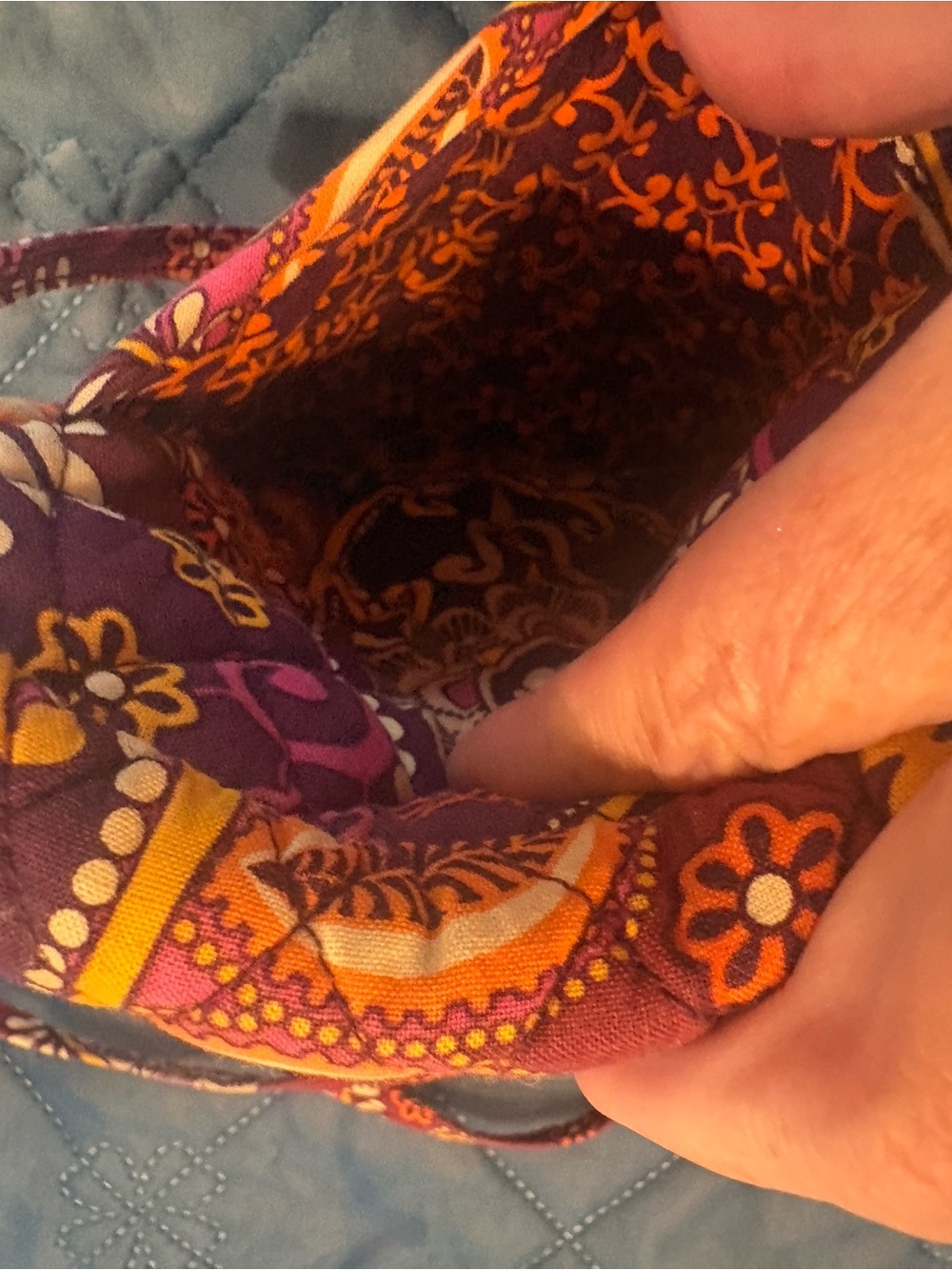 Vera Bradley Mini Hipster Purple, Pink and Orange Quilted Crossbody Bag - Picture 4 of 6